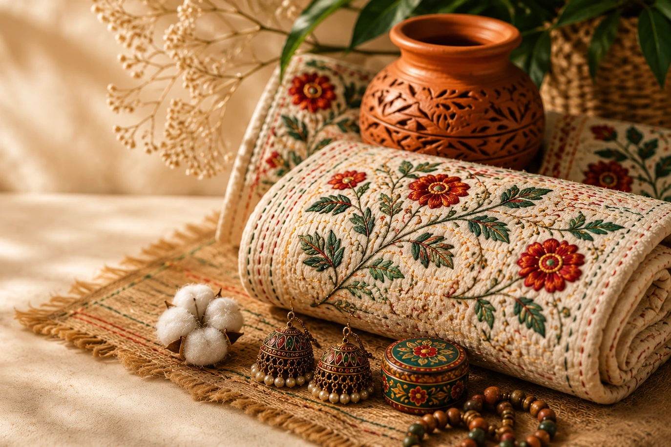 হাতে তৈরি নকশিকাঁথা কারুশিল্প